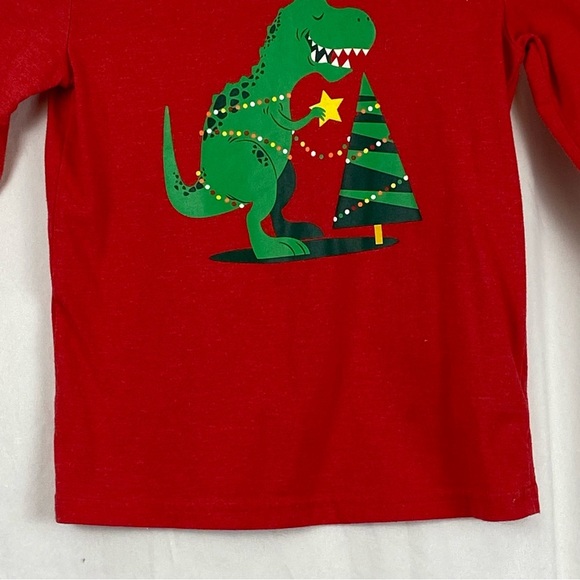 Cat & Jack Long Sleeve Red Dinosaur Christmas Kids Shirt Size 5T - Picture 6 of 16